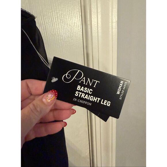 Alex Evenings Black Basic Straight Leg Chiffon Wide Leg Formal Pants sz 2X NWT - Picture 3 of 7